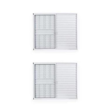 Imagem de Kit com 2 Janelas de Alumínio Veneziana 100x150cm 3 Folhas 1 Fixa com 