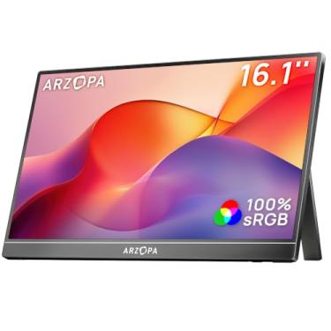Imagem de ARZOPA Monitor portátil de 16.1", monitor portátil para laptop 100% sRGB FHD 1080p, tela IPS para cuidados com os olhos para escritório e entretenimento de - Z1C