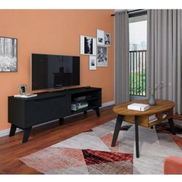 Imagem de Sala de Estar Completo Rack com Mesa de Centro Lotus Diva Preto - Espr