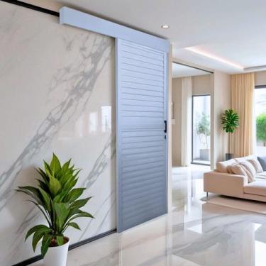 Imagem de Porta de Alumínio de Correr Sobrepor 215x80cm Laminada Reversil Soft P