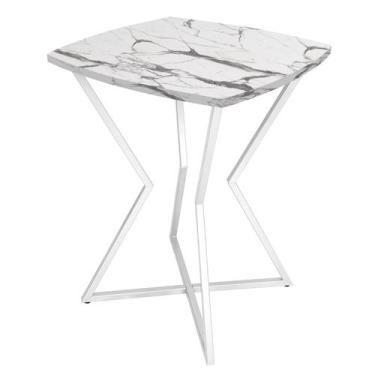 Imagem de Mesa de Canto Lateral Alta Quadrada para Sala Austria - Branco Vulcano