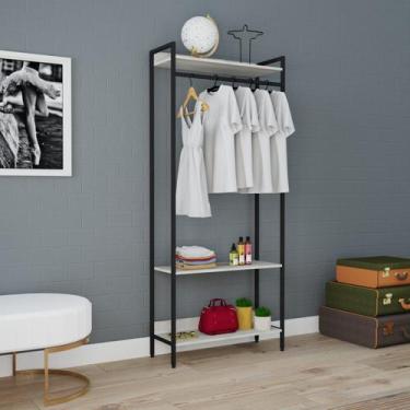 Imagem de Estante Closet Arara 187x80cm 3 Prateleiras Active Yescasa Branco/Snow
