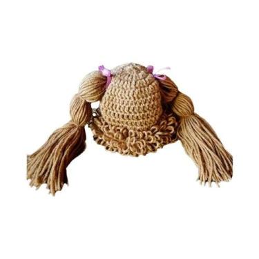 Imagem de Gorro De Lã Com Peruca Encaracolada Para Meninas De 0 a 3 Anos, Gorro 
