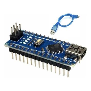 Imagem de Arduino Nano Compatível V3 Atmega328 Pino Sold C/ Cabo - Congratulatio