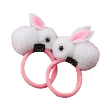 Imagem de Elásticos De Cabelo Com Orelhas De Coelho Peludas Para Meninas, 2 Peça