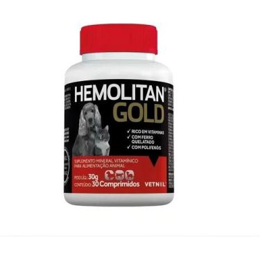 Imagem de Hemolitan Gold Para Cães E Gatos Com 30 Comprimidos Vetnil - Congratul