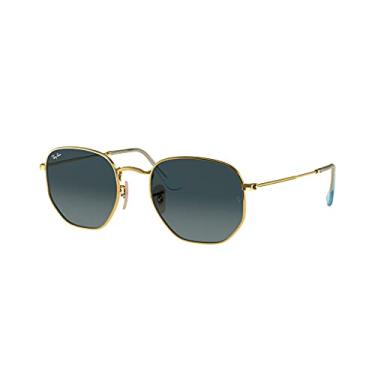 Imagem de Óculos de Sol Ray-Ban Hexagonal 0RB3548NL 91233M Tam 54 / Ouro - Lentes Azul Gradiente