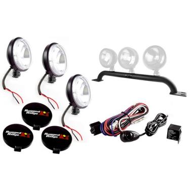 Imagem de Rugged Ridge Kit de barra de luz de para-choque dianteiro preto 12495.09