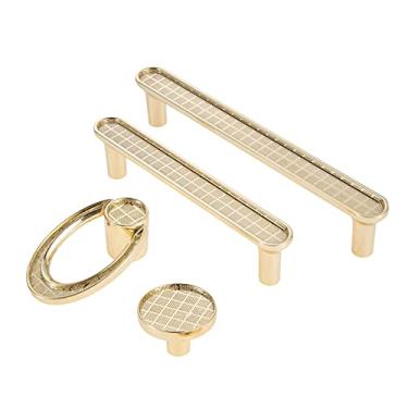 Imagem de Alça de ouro redonda/anel botão moderno listra puxar liga de zinco decoração fina gaveta de porta gaveta de porta gaveta cozinha casa de banho YYDFPIIA (Color : 2)