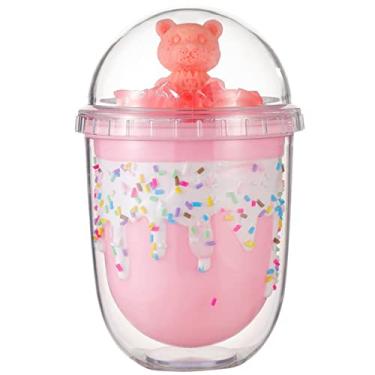 Imagem de Copo de viagem de pata de gato com canudo rosa para festa copo de gelo caneca congelada para (urso rosa creme, 200 ml)