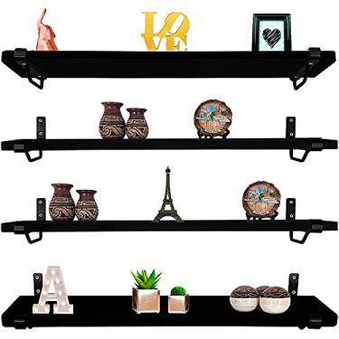 Imagem de Kit 4 Prateleira Zurique 60 x 15cm - Preta/Preta