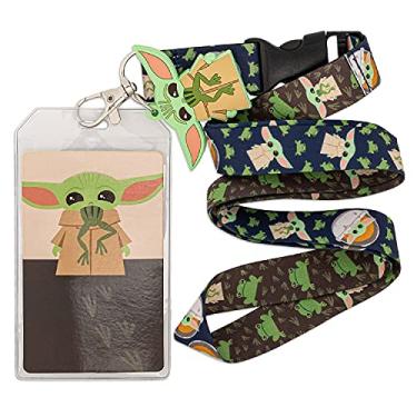 Imagem de Loungefly Star Wars Baby Yoda with Frogs All Over Print Lanyard with Charm