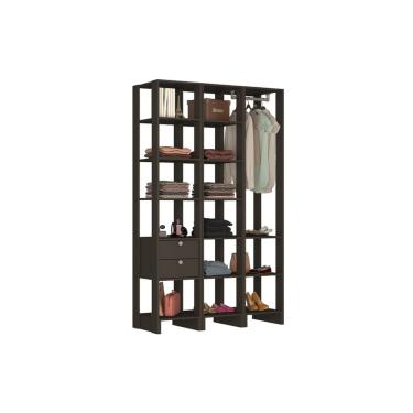 Imagem de Closet Multi Yes Com Cabideiro 2 Gavetas e 14 Prateleiras Nova Mobile - Grafite Intenso