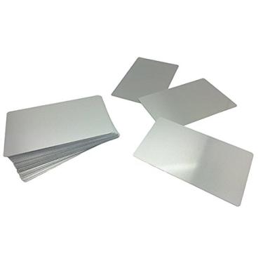 Imagem de Cartão de visita de borda reta de metal cinza prata sublimação em branco calor 100 peças.