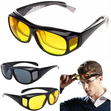 Imagem de Oculos Visao Noturna 2 Un. Dirigir Moto Carro Protecao UV Dia e Noite Lente Polarizada