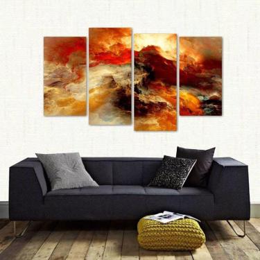 Imagem de Quadro Nuvem Colorida Sala Escritório Em Tecido 4 Peças 1