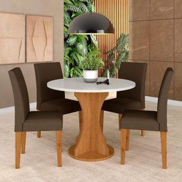 Imagem de Mesa Redonda Com 4 Cadeiras Pérsia 0,9 Cin/off/mar - Móveis Arapongas