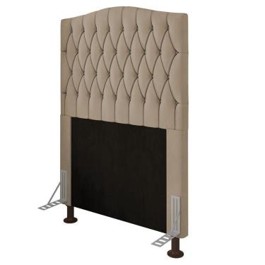 Imagem de Cabeceira Greta Cama Box Solteiro 90cm Suede Bege