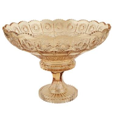Imagem de CENTRO DE MESA VERSAILLES COM PE EM CRISTAL ECOLOGICO D32,5XA23,5CM COR AMBAR