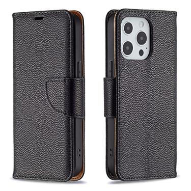 Imagem de GSYH Capa carteira para iPhone 13 Mini/13/13 Pro/13 Pro Max, Capa estilo livro flip para telefone com compartimentos para cartão Kickstand proteção de câmera com alça de pulso TPU Casas, Preto, 13 15,5 cm