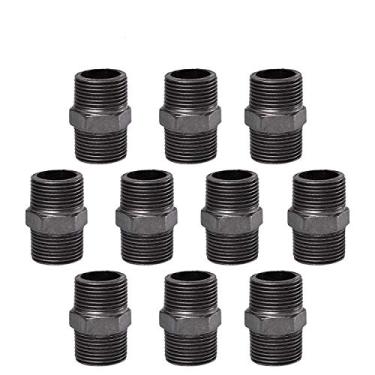 Imagem de Bico de tubo rosqueado de aço hexagonal de 1,2 cm x 1,58 polegadas, pacote com 10 bicos de tubo rosqueados de 1,2 polegadas para móveis de decoração de tubos de encanamento Steam-punk vintage, 3/4"x1.58"