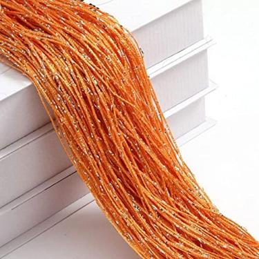 Imagem de 1 peça Corda Glitter Porta Cortina Miçangas Divisores de Sala Fringe Fringe Tecido Poliéster Painel de Janela 1x2m DIY Decoração de Casa, laranja