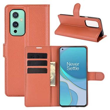 Imagem de YUNCHAO Caixa de telefone Para OnePlus 9 Litchi Texture Horizontal Flip Capa Protetora com Suporte e Slots de Cartão e Carteira capa para celular