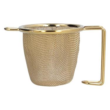 Imagem de filtro de chá de aço inoxidável,Filtro de chá de malha fina, filtro de infusor de chá com alça para escritório em casa ao ar livre para bules xícaras canecas para infusão (Gold)
