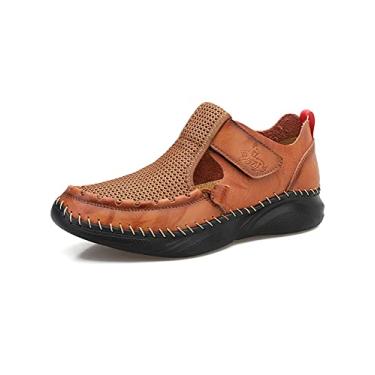 Imagem de Bestgift Sandálias masculinas primavera verão Sapatos casuais de malha respirável Sapatos de tamanho grande ao ar livre Marrom 44.5