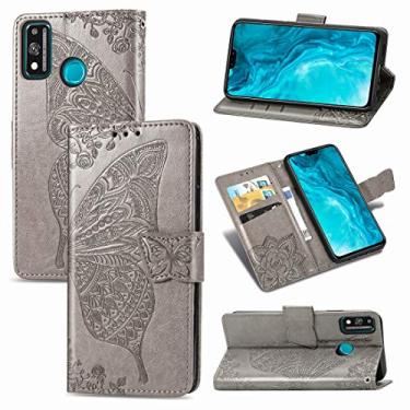 Imagem de HONGYAN Capa de telefone Para Huawei Honor 9X Lite Butterfly Love Flower em relevo horizontal flip em couro com suporte/slot de cartão/carteira/cordão Capa protetora