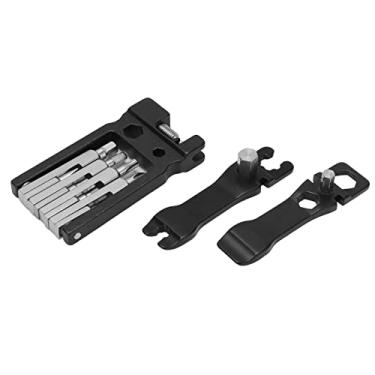 Imagem de Atyhao Kit de reparo de bicicleta 19 em 1, preto, portátil, à prova de ferrugem, multifuncional, aço inoxidável, conjunto de chaves dobráveis para bicicleta