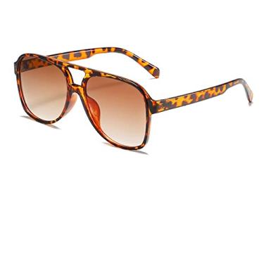 Imagem de Óculos de Sol Piloto Feminino Vintage Amarelo Designer Óculos Feminino Oversized Óculos Populares Óculos UV400, Chá de Leopardo, A