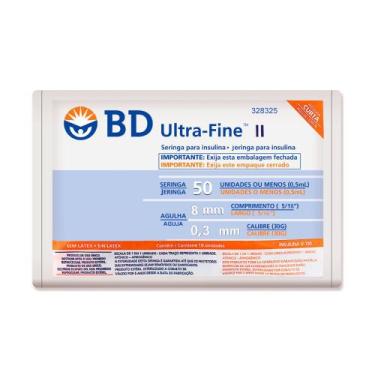 Imagem de Seringa Bd Ultra-Fine Insulina 50U Agulha Curta 8mm Com 10 Unidades