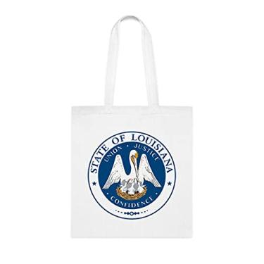 Imagem de Bolsa Louisiana, presente para amantes da Louisiana, presente da Louisiana, bolsa de ombro Louisiana, bolsas reutilizáveis da Louisiana, ideia de de Natal, Branco