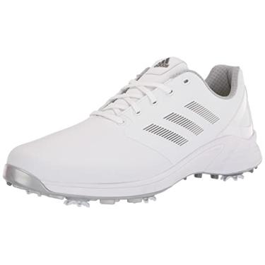 Imagem de adidas Tênis de golfe masculino ZG21, D (M) padrão, Calçado branco/prata escuro metálico/prata metálico, 11 Wide