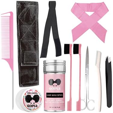 Imagem de Kit de peruca com 11 peças para perucas frontais entrelaçadas para iniciantes, faixa elástica para derretimento de renda para perucas, lenço de ponta, lâmina de sobrancelha, pinça, pincel de ponta, faixa de peruca, mini tesoura, pente – preto