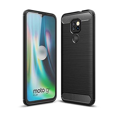 Imagem de Capas de telefone Caso de proteção para Motorola Moto G9 Play Case, para Motorola Moto E7 Plus Case Fibra de Carbono Textura à prova de choque Tpu. Caso Anti-choque Shatter-resistente ao telefone celu