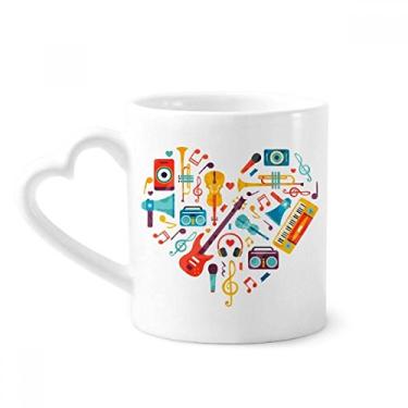 Imagem de Guitarra instrumento musical padrão coração caneca café cerâmica copo de coração
