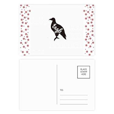 Imagem de Cartão postal de aniversário de águia preto e branco animal de Natal flor de celebração postal de bênção