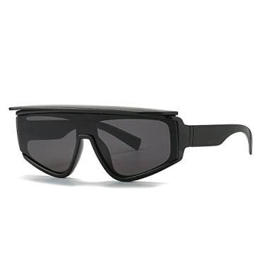 Imagem de Feixe defletor de uma peça único preto branco sungasses para mulheres moda guarda-sol gradiente óculos de sol masculino tons frios, preto cinza, tamanho único