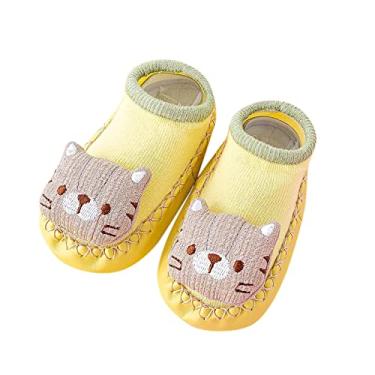 Imagem de Tênis para meninos verão e outono confortáveis sapatos infantis fofos de desenho animado coelho gato (amarelo, 6 a 12 meses)