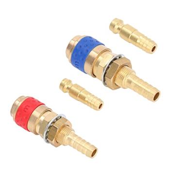 Imagem de Adaptador de mangueira de tocha de 8 mm, conjunto de acoplador de mangueira de latão, kit de encaixe rápido para pistola de soldagem MIG TIG de borracha (vermelho)