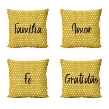 Imagem de Capas De Almofadas Amarelas Frases Fé Gratidão - Novadecora