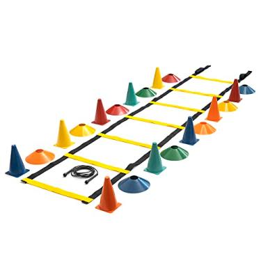 Imagem de Kit Agilidade Funcional 1 Escada 10 Cones 10 Chapéus 1 Corda Cor:Colorido;Tamanho:G;Genero:Unissex