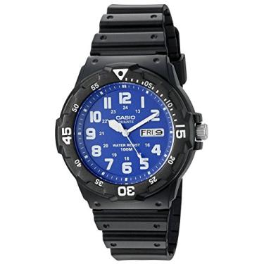 Imagem de Casio Relógio masculino clássico de resina de quartzo, cor: preto (modelo: MRW200H-2B2V), Preto/azul, MRW200H-2B2V