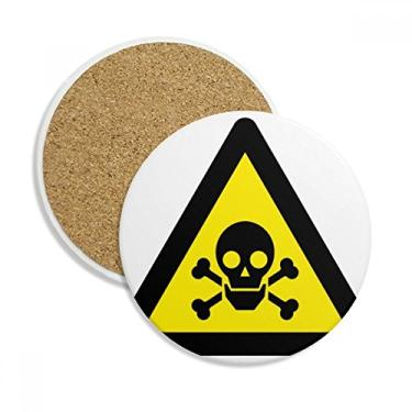 Imagem de Símbolo de aviso, amarelo, preto, envenenamento, triângulo, copo, copo, copo, protetor de mesa, pedra absorvente