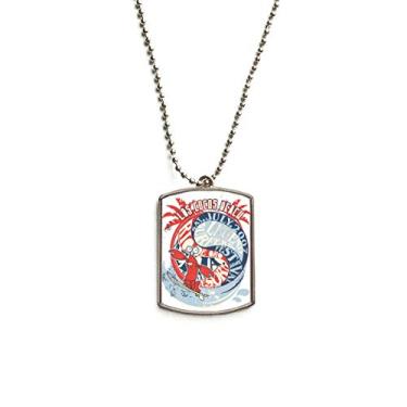 Imagem de DIYthinker Colar de aço inoxidável com pingente de identificação para cães World Beach Lagosta Marine Organismo