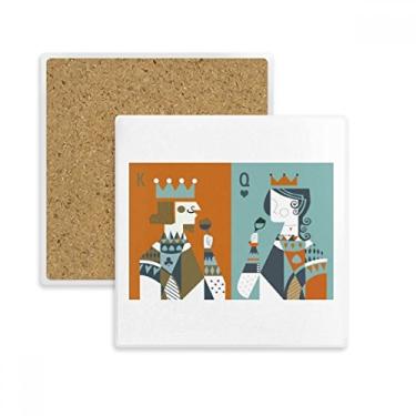 Imagem de Baralho de ilustração K Q padrão quadrado porta-copos porta-copos caneca suporte subplaca pedra isolante