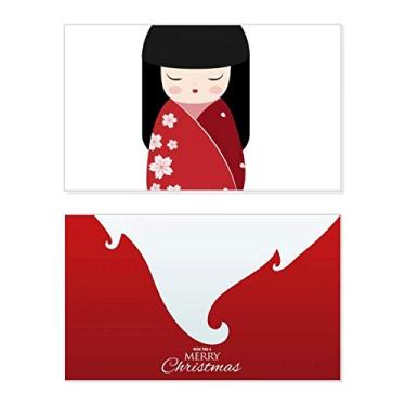 Imagem de Quimono vermelho Sakura Japan Holiday Holiday Merry Christmas Parabéns Card Christmas Letter Message