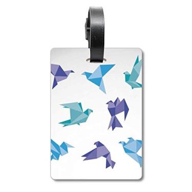Imagem de Origami colorido padrão de pombo abstrato bolsa etiqueta cartão de bagagem pendurado etiqueta de molho